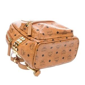 MCM Cognac Backpack with Gold Accents